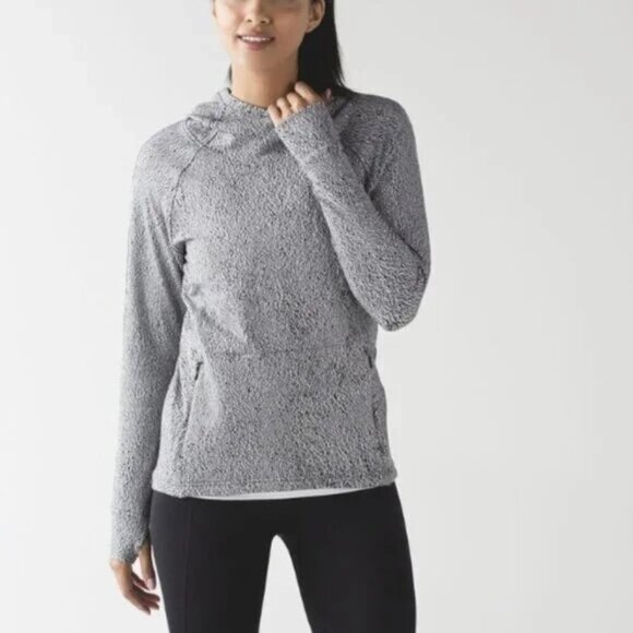 Lululemon Ready To Rulu Hoodie Running Luon Spray Jacquard Black White Sz 6 - Picture 1 of 12